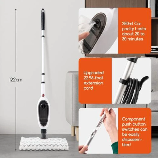 Alt view image 6 of 7 - Steam Mops for Floor Cleaning, Unique Double-Sided Flip Design, 15 Seconds Fast Heating 10-in-1 Steam Cleaner for Kitchen, Living Room Wood Floor Tile Cleaning