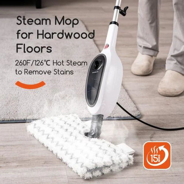 Alt view image 5 of 7 - Steam Mops for Floor Cleaning, Unique Double-Sided Flip Design, 15 Seconds Fast Heating 10-in-1 Steam Cleaner for Kitchen, Living Room Wood Floor Tile Cleaning