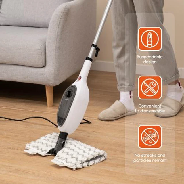 Alt view image 7 of 7 - Steam Mops for Floor Cleaning, Unique Double-Sided Flip Design, 15 Seconds Fast Heating 10-in-1 Steam Cleaner for Kitchen, Living Room Wood Floor Tile Cleaning