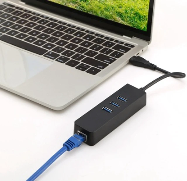 Alt view image 5 of 6 - 3 Ports USB 3.0 Hub Gigabit Ethernet Adapter 10/100/1000 Mbps Converter LAN RJ45 Wired USB Network Adapter