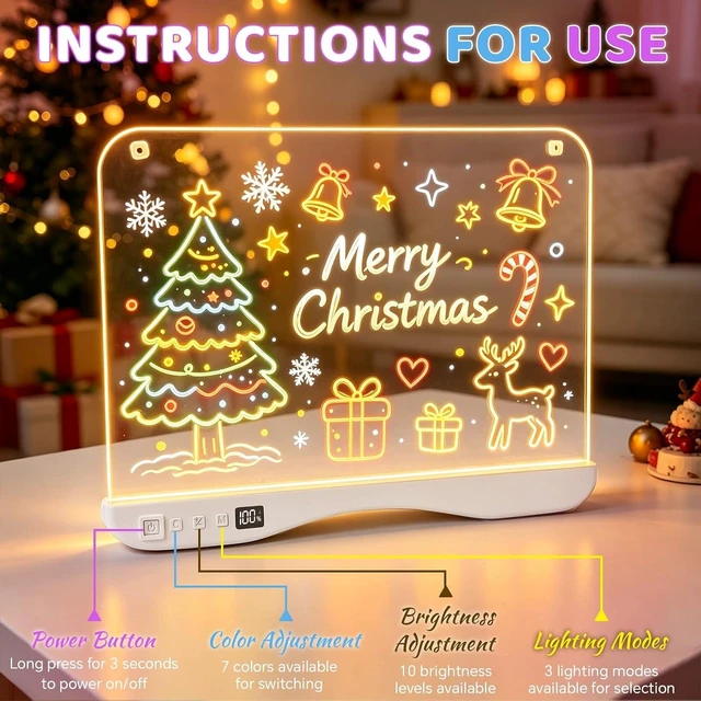 Alt view image 5 of 7 - LED Drawing Board for Kids, 16" Rechargeable DIY Light Up Drawing Tablet, 8 Colors, DIY Stickers, Neon Glow LED Note Board, Gift-Ready for Birthdays & Holidays