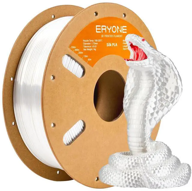Main image of Silk PLA Filament for 3D Printer 1.75mm +/- 0.03mm, Shiny Filament 1kg (2.1lbs)/Spool, Silk White