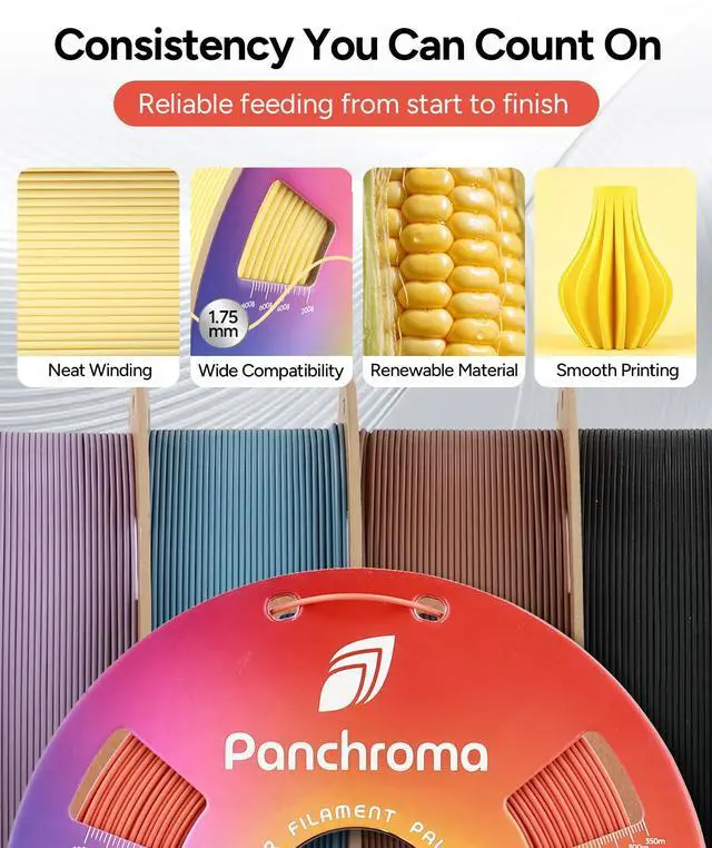 Alt view image 3 of 7 - Panchroma Matte PLA Filament 1.75mm, 1kg, Charcoal Black