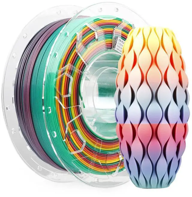 Main image of PLA Filament 1.75mm, 3D Printer Filament, 1.0kg (2.2lbs) Spool, No Warp Enhanced Toughness, Dimensional Accuracy ±0.03mm Printing Filament, for FDM 3D Printers (Rainbow)