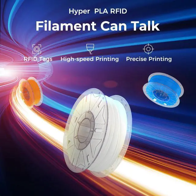 Alt view image 2 of 7 - Hyper PLA Filament 1.75mm, RFID 3D Printer Filament for High-Speed Printing up to 600mm/s, ±0.03mm Accuracy, 1KG/Spool (2.2lbs), 3D Printing Filament for Most 3D Printers (Black)