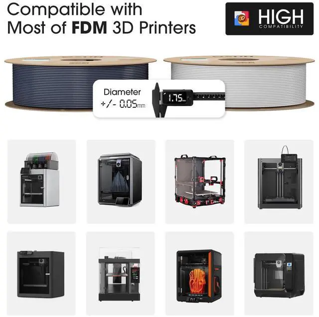 Alt view image 6 of 7 - PLA Filament 1.75mm, High Toughness 3D Printer Filament Upgraded PLA Filament, Dimensional Accuracy +/- 0.03mm, 1KG per Spool, 2 Spools 3D Printing Filament, Cold White