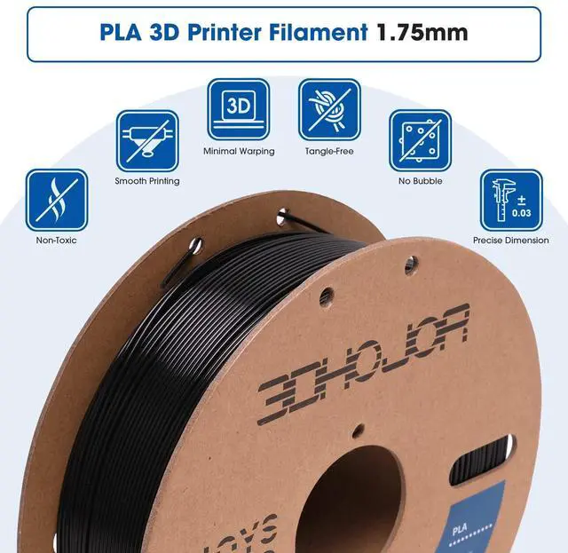 Alt view image 2 of 6 - PLA Filament 1.75mm,3D Printer Filament,1kg*2 Cardboard Spool, Fit Most FDM 3D Printer,Dimensional Accuracy +/- 0.03 mm,Vacuum Packaging-Black+Cold White 2Pack