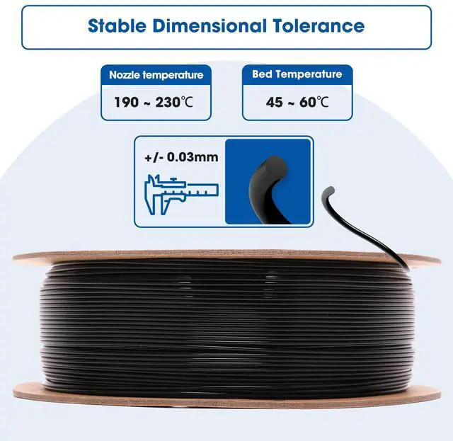 Alt view image 3 of 6 - PLA Filament 1.75mm,3D Printer Filament,1kg*2 Cardboard Spool, Fit Most FDM 3D Printer,Dimensional Accuracy +/- 0.03 mm,Vacuum Packaging-Black+Cold White 2Pack