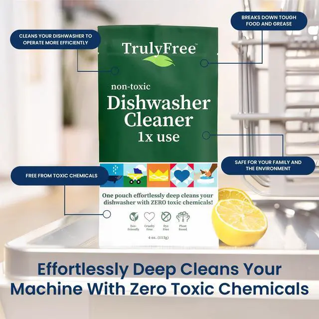 Alt view image 3 of 7 - Natural Dishwasher Cleaner - Dish Washer Machine Descaler, Fights Grease & Limescale, Hard Water Stain Remover, Smell Eliminator for Clean Dishwashers - Lemon Fresh Scent, 4 oz (Pack of 1)