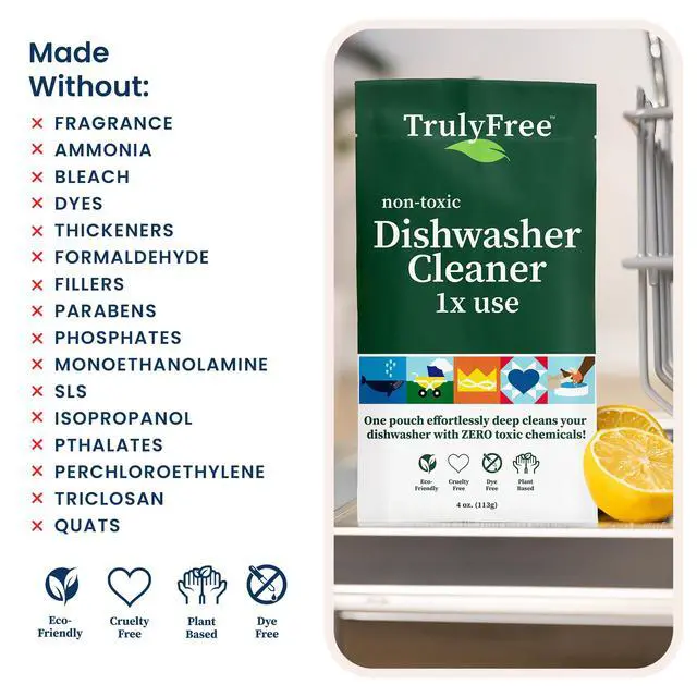 Alt view image 5 of 7 - Natural Dishwasher Cleaner - Dish Washer Machine Descaler, Fights Grease & Limescale, Hard Water Stain Remover, Smell Eliminator for Clean Dishwashers - Lemon Fresh Scent, 4 oz (Pack of 1)
