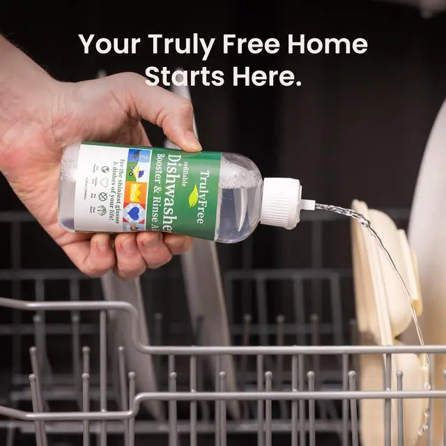 Alt view image 6 of 7 - Natural Dishwasher Booster & Rinse Aid Kit - Non-Toxic Dishwashing Aid Formula, Removes Residue & Tough Dish Stains, Water Spot Remover - 12 oz Reusable Empty Bottle + One Fill, 3 oz