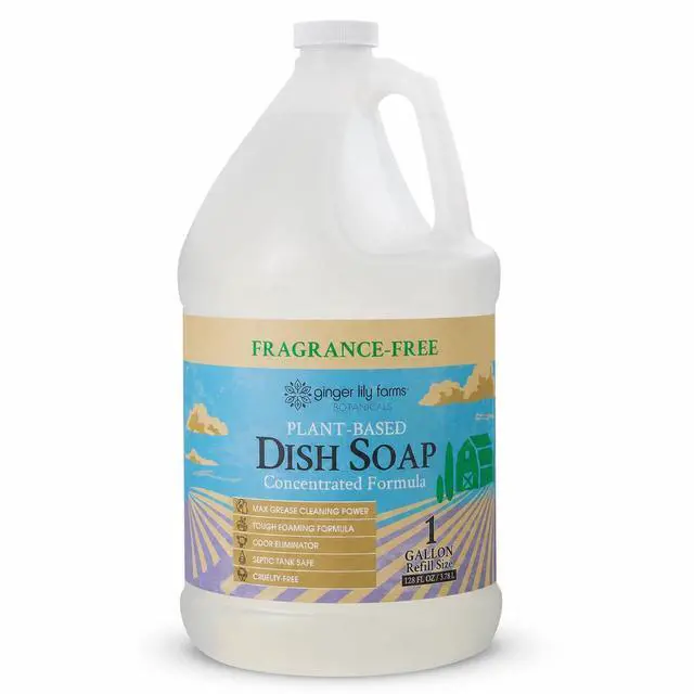 Main image of Botanicals Plant-Based Liquid Dish Soap, Concentrated Formula with Max Grease Cleaning Power, Cruelty-Free, Fragrance-Free, 1 Gallon Refill (128 Fl. Oz.), Clear