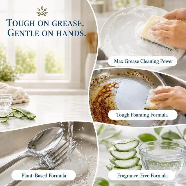 Alt view image 7 of 7 - Botanicals Plant-Based Liquid Dish Soap, Concentrated Formula with Max Grease Cleaning Power, Cruelty-Free, Fragrance-Free, 1 Gallon Refill (128 Fl. Oz.), Clear