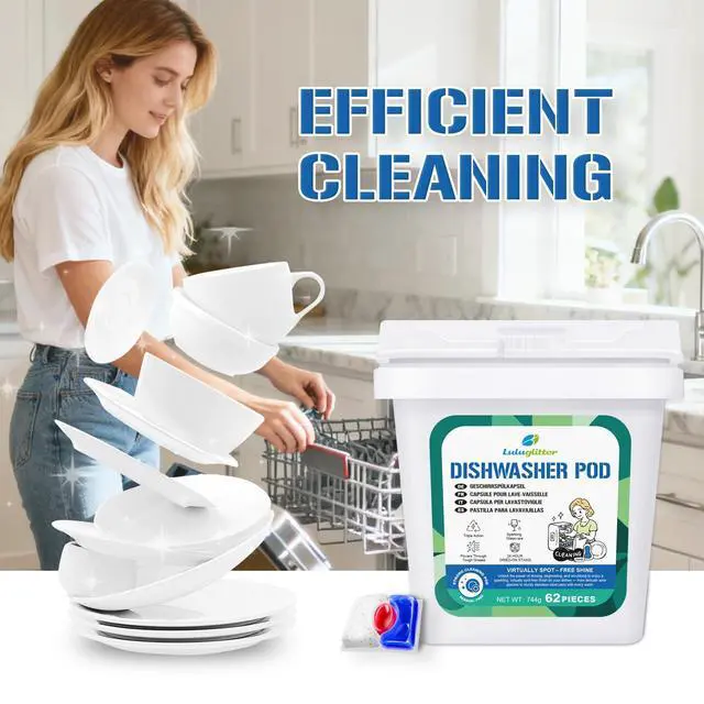 Alt view image 5 of 6 - Dishwasher Pods 62 Count Dish Washer Soap Powerful Removes Burnt-On Stain