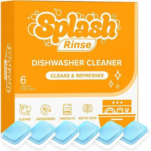 Main image of Splash Rinse Dishwasher Cleaner Tablets - Deep Cleaning For All Dishwasher Machine Models