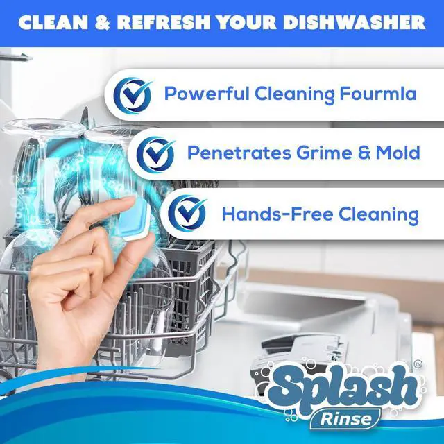 Alt view image 2 of 6 - Splash Rinse Dishwasher Cleaner Tablets - Deep Cleaning For All Dishwasher Machine Models