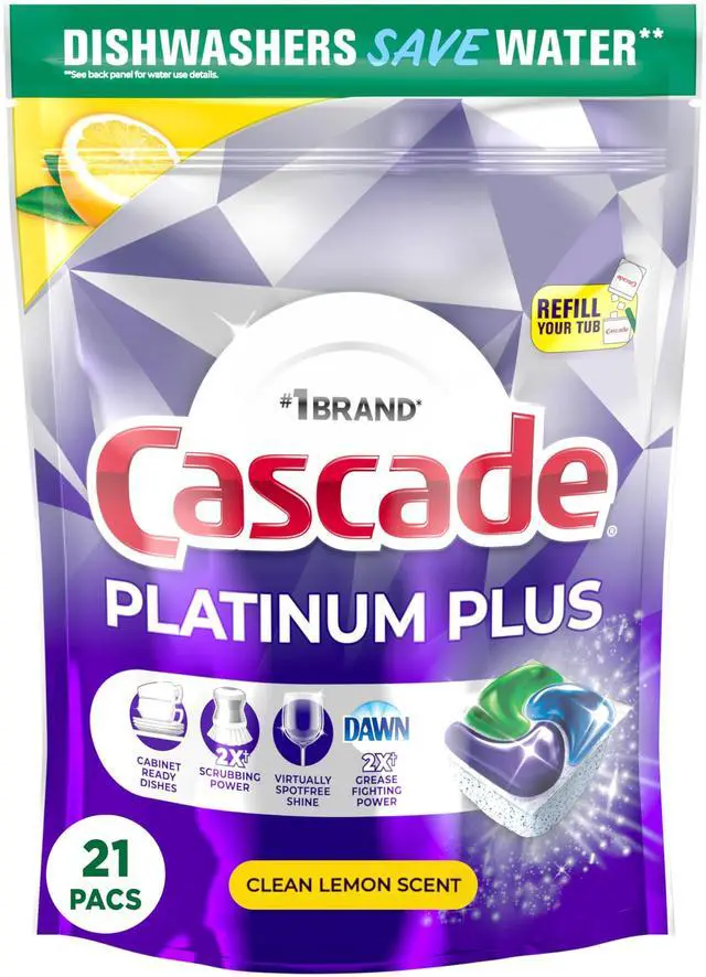 Main image of Platinum Plus Dishwasher Pods, Dishwasher Detergent, Dishwasher Soap, Dish Tabs, Dishwashing Tablets, Dish Detergent, Lemon, Actionpacs, 21 Count