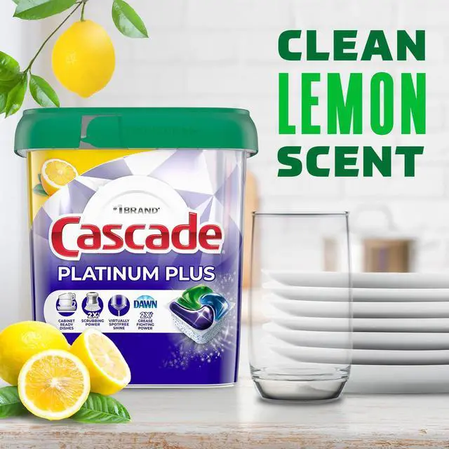 Alt view image 7 of 7 - Platinum Plus Dishwasher Pods, Dishwasher Detergent, Dishwasher Soap, Dish Tabs, Dishwashing Tablets, Dish Detergent, Lemon, Actionpacs, 21 Count