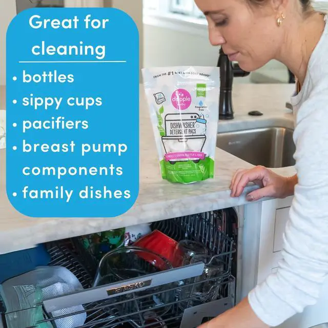 Alt view image 3 of 7 - Baby Dishwasher Detergent Pods - 25 Count - Fragrance-Free, Hypoallergenic & Plant-Powered Dishwasher Pacs - Removes Milk Residue From Baby Bottles