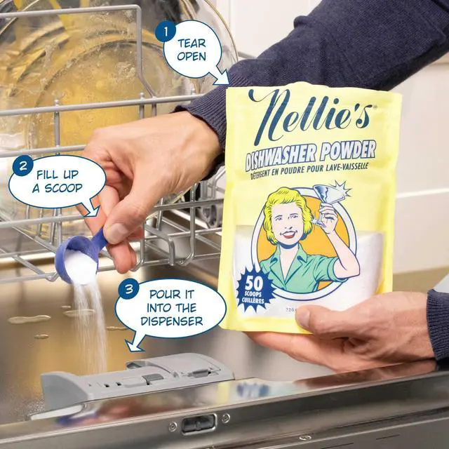 Alt view image 6 of 7 - Dishwasher Powder - 50 Load - Plant-Based Dishwasher Detergent - Septic Safe, Fragrance-Free - Easily Penetrates Grease & Food Particles - Phosphate-Free - (Made in Canada)