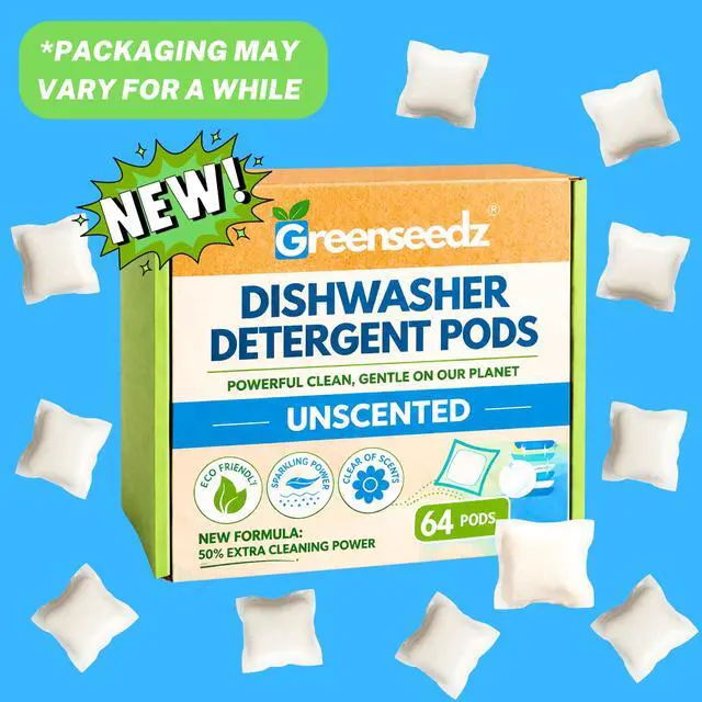 Alt view image 5 of 6 - Dishwasher Detergent Pods Free & Clear, Unscented, Eco Friendly, Cuts Grease, 64 Count, Powerful Formula for Sparkling Clean Dishes, Automatic Dishwasher Safe