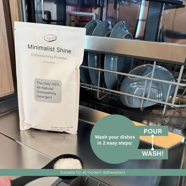 Alt view image 4 of 7 - Dishwasher Detergent, 60 Loads, 100% Plastic-Free Dishwashing Soap, Eco-Friendly, All Natural Sustainable Dishwasher Powder, Cuts Grease and Grime, Non-Toxic and Unscented