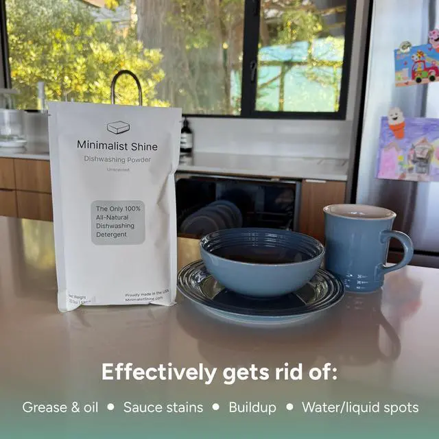 Alt view image 6 of 7 - Dishwasher Detergent, 60 Loads, 100% Plastic-Free Dishwashing Soap, Eco-Friendly, All Natural Sustainable Dishwasher Powder, Cuts Grease and Grime, Non-Toxic and Unscented