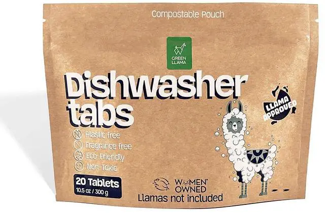 Main image of Dish Washing Machine Tablets, Pack of 20 - Fragrance-Free, PVA-Free, Non-Toxic Dishwasher Tablets in Compostable Packaging Women-Owned Company, Leaping Bunny Certified
