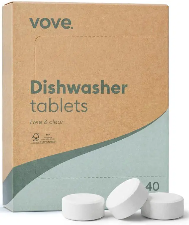 Main image of Dishwasher Detergent Tablets, 40 Count - Plastic-Free, No PVA, No Microplastics - 2x Enzyme Power for Sparkling Dishes - Plant-Based, Fragrance-Free, Septic Safe, FSC-Certified Kraft Packaging
