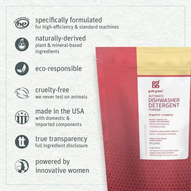 Alt view image 3 of 5 - Dishwasher Detergent Powder, 80 Loads, Grapefruit Cranberry