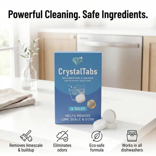 Alt view image 3 of 7 - Dishwasher Cleaner Tablets Deep Clean Descaler Fragrance-Free Removes Lime Scale, Hard Water & Odor 24 Count Year Supply