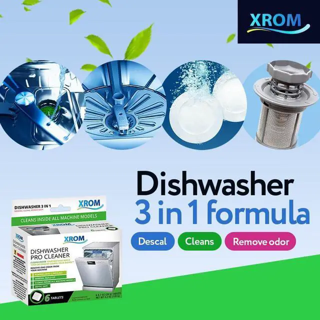 Alt view image 4 of 7 - Dishwasher Cleaner Tablets, Plant Based, Deep Clean and Descaler, Removes Odors & Hard Water Stains, 6 Treatments.