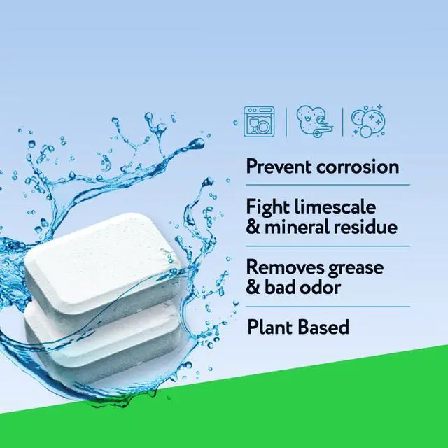 Alt view image 7 of 7 - Dishwasher Cleaner Tablets, Plant Based, Deep Clean and Descaler, Removes Odors & Hard Water Stains, 6 Treatments.