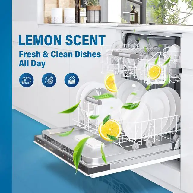 Alt view image 5 of 7 - Dishwasher Detergent Tablets 72 Count: 5 Layer Powerful Dishwasher Detergent Eco-Friendly No Plastic Liquid-Free Dish Soap Cleaner Tab, Use in Dishwasher (Lemon)
