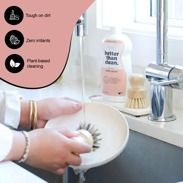 Alt view image 6 of 6 - Fragrance Free 2-Pack Dish Soap 97% Plant-Based, Hypoallergenic, Non-Toxic, Cuts Grease & Food Residue Dishwashing Liquid with No Fragrance, Dyes or Harsh Chemicals EWG A Rated