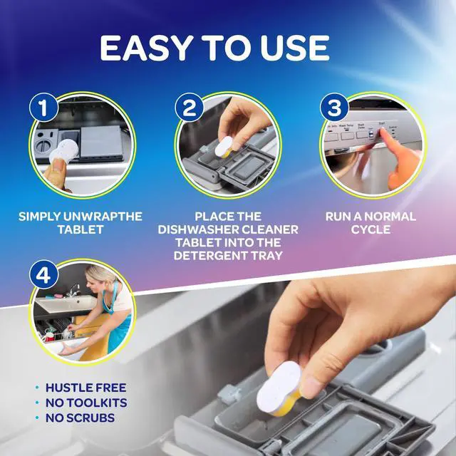 Alt view image 7 of 7 - Dishwasher Cleaner and Deodorizer Tablets - Deep Clean Dishwasher Cleaner Tablets, Septic Safe, Natural Limescale Remover - Compatible with All Models (24 Pack)