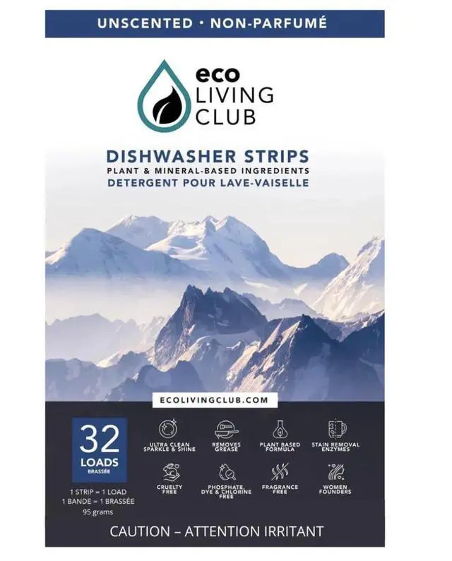 Main image of Dishwasher detergent strips sheets unscented lightweight plastic free