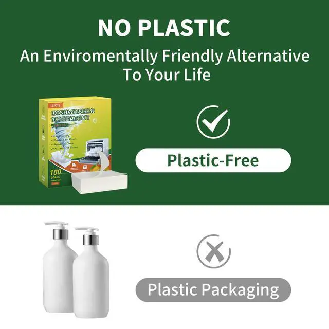 Alt view image 5 of 7 - Dishwasher Detergent Sheets 100 Loads, Liquid-Free Dish Soap Cleaner Strips Eco-Friendly No Plastic Dishwasher Pods Detergent, Use in Dishwasher or Sink, Leaving Dishes Sparkling Clean (Lemon)