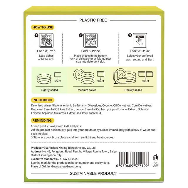 Alt view image 7 of 7 - Dishwasher Detergent Sheets 100 Loads, Liquid-Free Dish Soap Cleaner Strips Eco-Friendly No Plastic Dishwasher Pods Detergent, Use in Dishwasher or Sink, Leaving Dishes Sparkling Clean (Lemon)