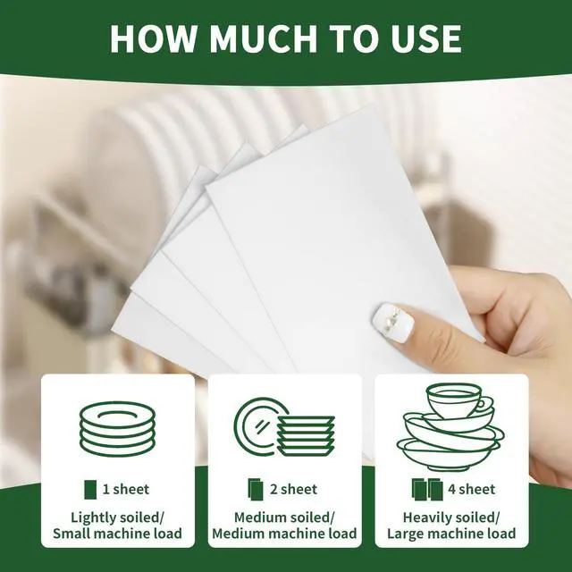 Alt view image 2 of 7 - Dishwasher Detergent Sheets 100 Loads, Liquid-Free Dish Soap Cleaner Strips Eco-Friendly No Plastic Dishwasher Pods Detergent, Use in Dishwasher or Sink, Leaving Dishes Sparkling Clean (Lemon)