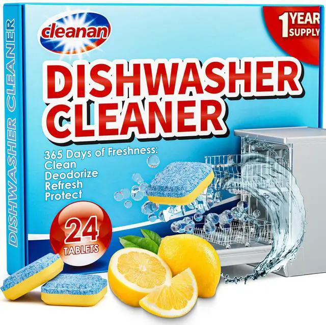 Main image of Dishwasher Cleaner Tablets - 24 Pack Powerful Descaling and Refreshing Pods, Deep Cleaning for Dish Washer Machine, Heavy Duty for Sparkling Clean - Yearly Supply.