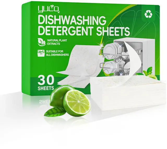 Main image of Dishwasher Detergent Sheets, 30 Count Eco Friendly Enzyme Dishwasher Detergent Sheets, Residue-Free Clean Portable Dishwashing Soap Strips for Dishes, Glasses, Utensils and Cookware
