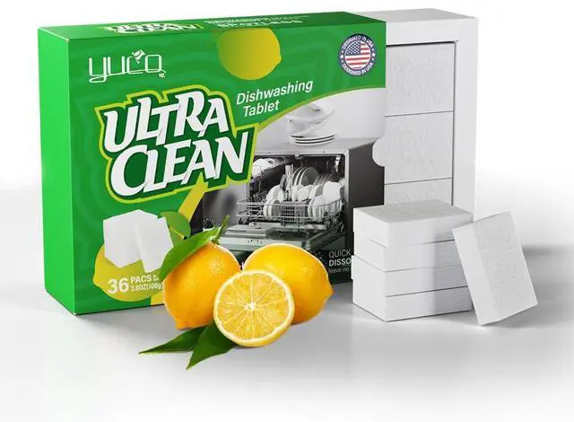 Main image of Dishwasher Detergent Tablets 100% Plastic-Free Pure Natural Plant-Based Solid Dishwashing Detergent Tablet Removes Oil and Coffee Stains Fresh Lemon Fragrance Enhances Luster of Tableware 36 Pack