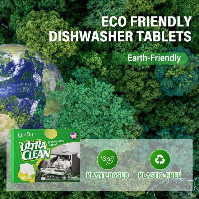 Alt view image 3 of 7 - Dishwasher Detergent Tablets 100% Plastic-Free Pure Natural Plant-Based Solid Dishwashing Detergent Tablet Removes Oil and Coffee Stains Fresh Lemon Fragrance Enhances Luster of Tableware 36 Pack
