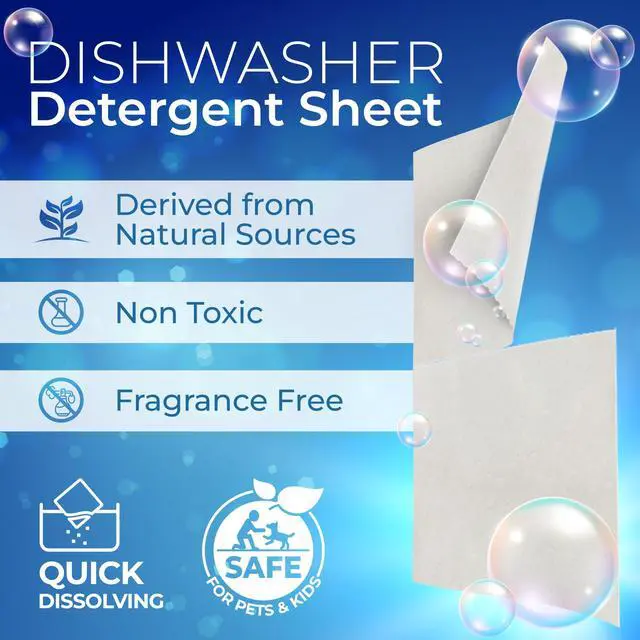 Alt view image 2 of 7 - Eco-Friendly Dishwasher Detergent Sheets - Natural Dishwashing Detergent - Plant Based Dishwasher Soap Sheets - Unscented & Plastic Free Travel Size 60 Loads with sustainable Packaging.