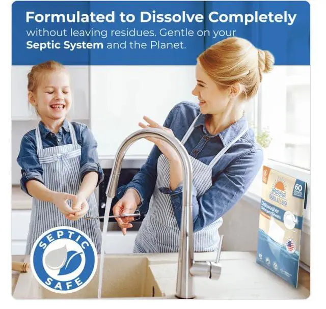 Alt view image 4 of 7 - Eco-Friendly Dishwasher Detergent Sheets - Natural Dishwashing Detergent - Plant Based Dishwasher Soap Sheets - Unscented & Plastic Free Travel Size 60 Loads with sustainable Packaging.