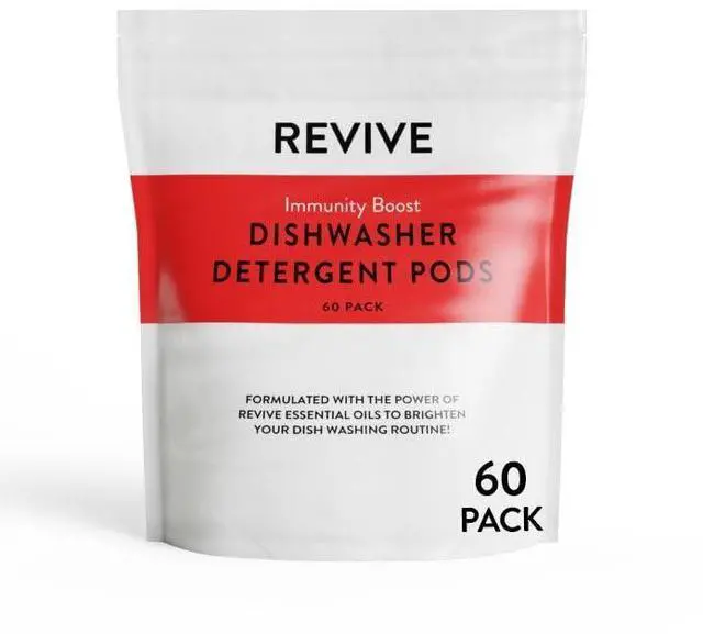 Main image of Immunity Boost Washing Dishwasher Detergent Pods 60ct by Revive Essential Oils - Synthetic Fragrance Free, Sparkling Glassware & Clean Dishes, Made with Essential Oils