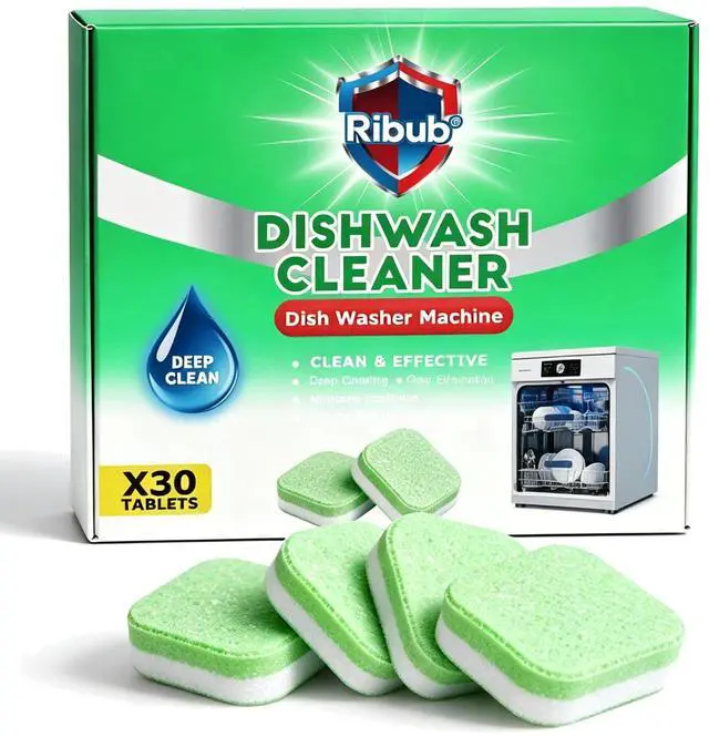 Main image of Dishwasher Cleaner Tablets, 30 Pack, Helps Reduce Limescale, Grease & Odors, Supports Hard Water Buildup, for Dishwasher Spray Arms, Filters & Drains, Tea Tree Oil