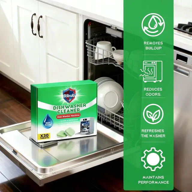 Alt view image 2 of 7 - Dishwasher Cleaner Tablets, 30 Pack, Helps Reduce Limescale, Grease & Odors, Supports Hard Water Buildup, for Dishwasher Spray Arms, Filters & Drains, Tea Tree Oil