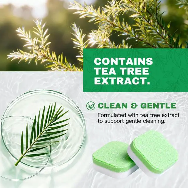Alt view image 3 of 7 - Dishwasher Cleaner Tablets, 30 Pack, Helps Reduce Limescale, Grease & Odors, Supports Hard Water Buildup, for Dishwasher Spray Arms, Filters & Drains, Tea Tree Oil